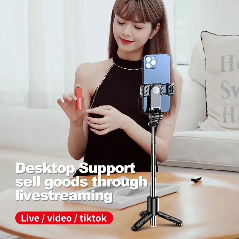 R1S Bluetooth Selfie Stick Tripod with Remote and Light