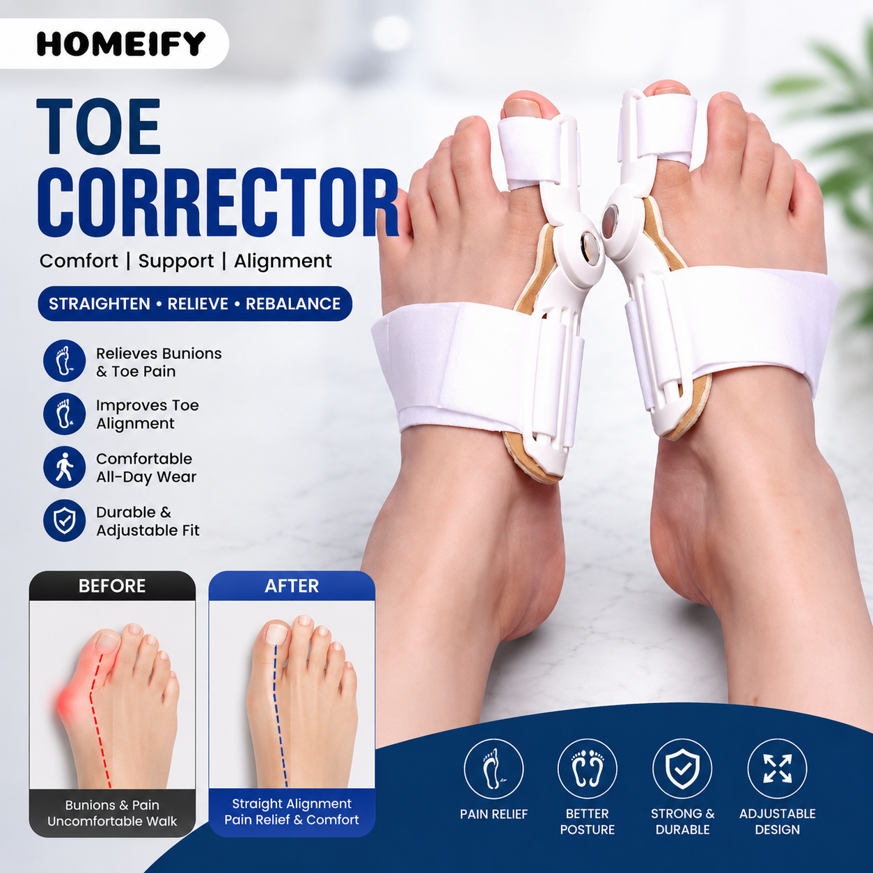 (Free Home Delivery) Pain Relief Bunion Toe Corrector - (IMPORTED W/O KNOB)