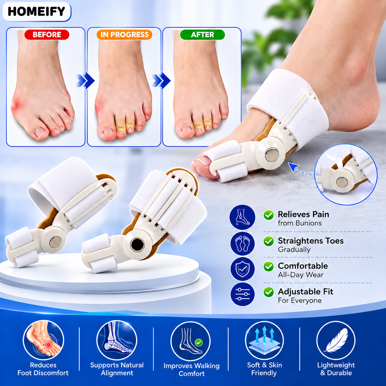 (Free Home Delivery) Pain Relief Bunion Toe Corrector - (IMPORTED W/O KNOB)