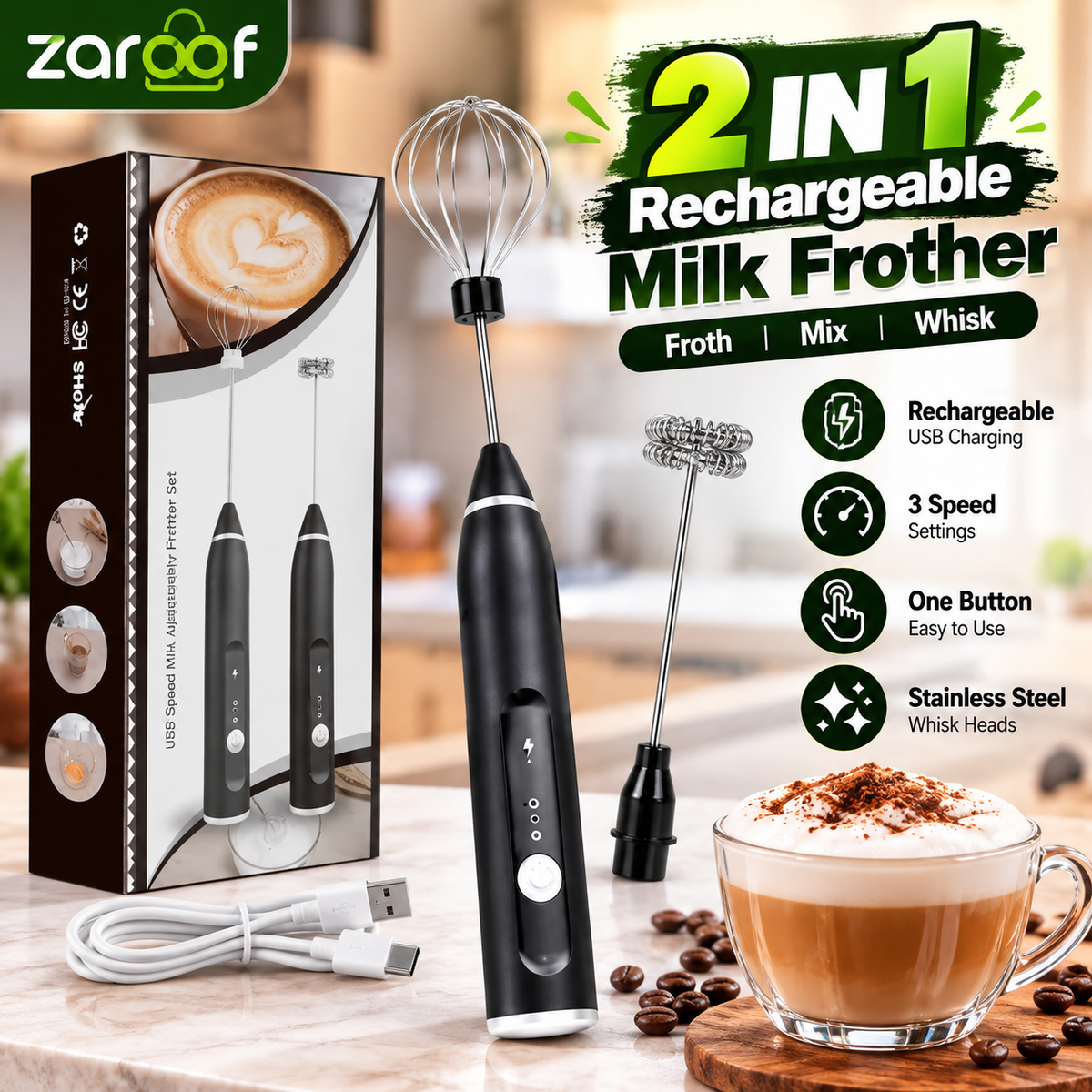 (Free Home Delivery) 2 in 1 Electric Milk Frother /Coffee Beater