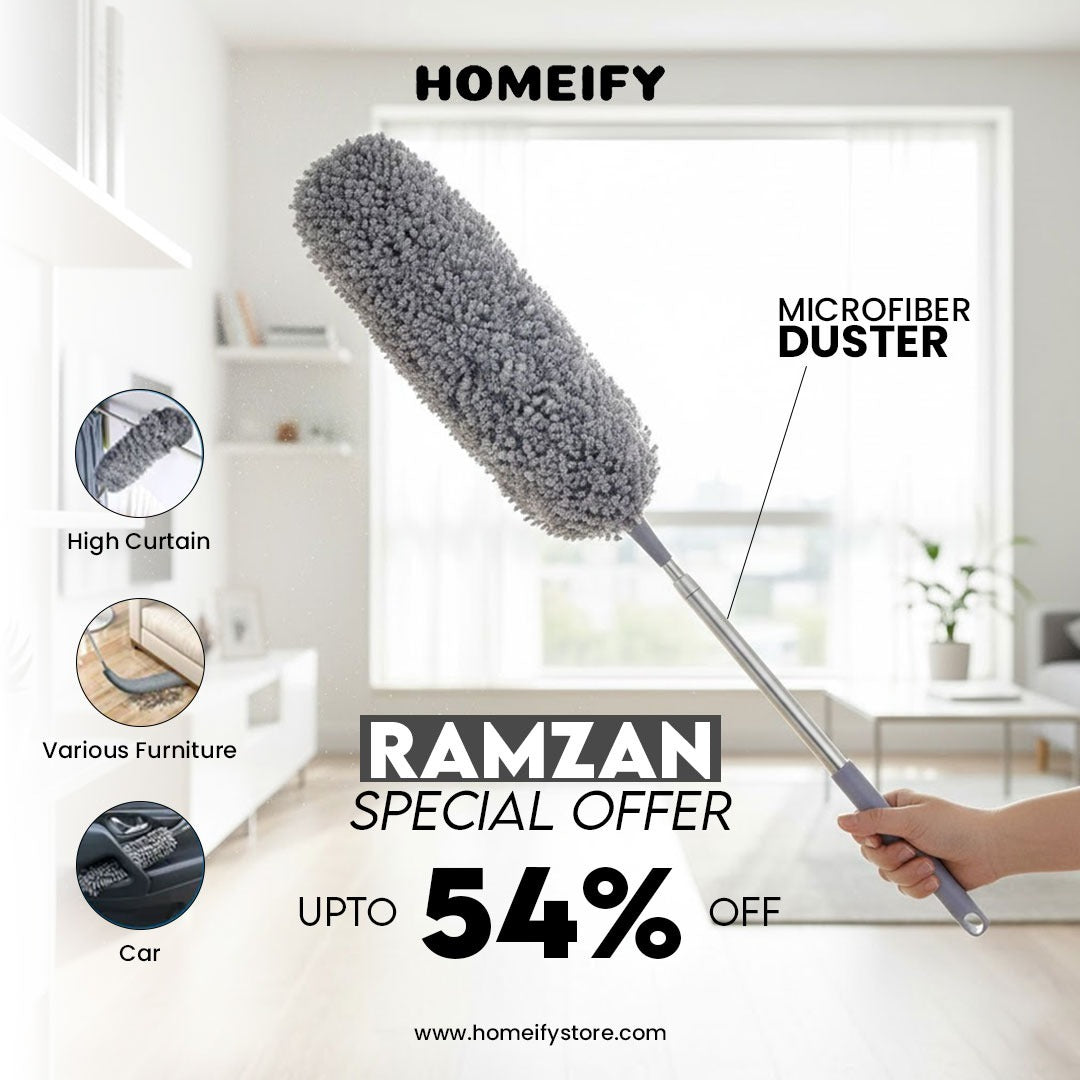 Flexible Microfiber Feather Duster Kit with 30-100 Inches Telescoping Extension Pole
